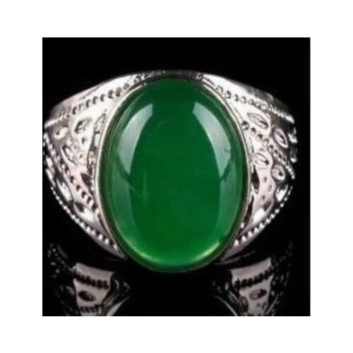 Hot selling ******** Beautiful fashion Tibet Silver Green natural mens ring size 8, 9 ,10 ,11