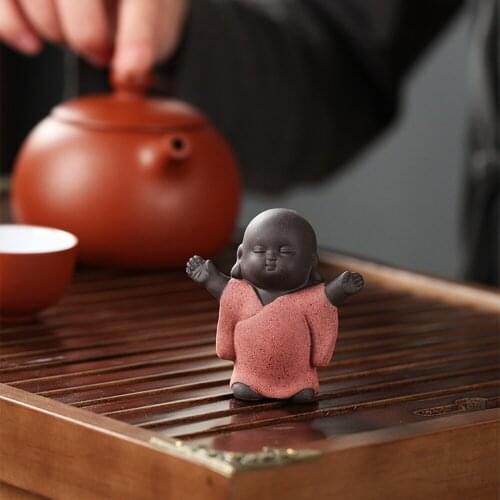 Ceramic Maitreya Buddha Statue Tea Sculpture Hand Carved Figurine Craft Display Ornament Home Tea Ceremony Decoration
