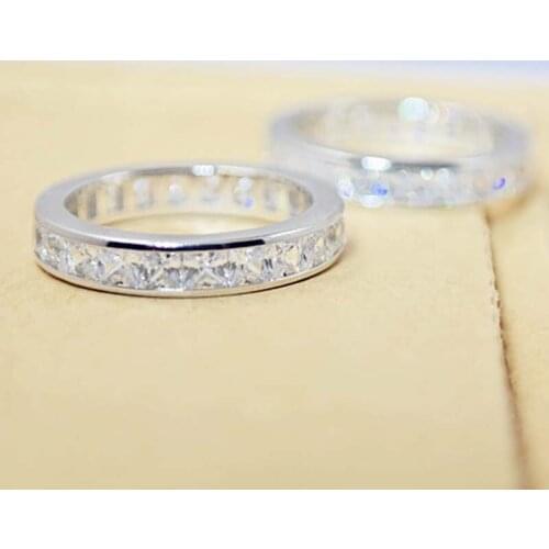 Luxury 925 Sterling Silver Wedding Band Eternity Ring for Women Ladies Big Finger Party Anniversary Gift with Box Jewelry