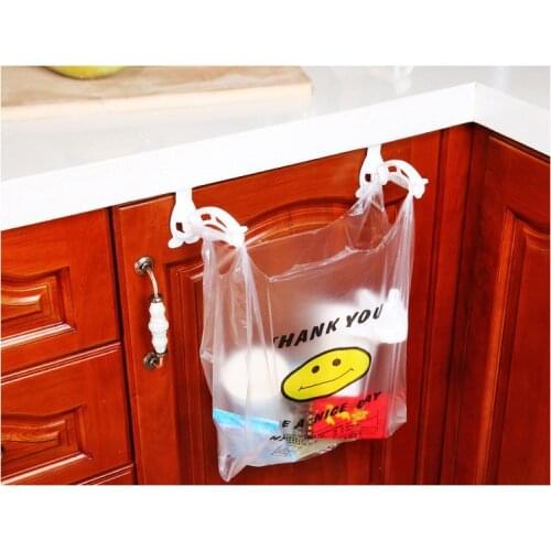 1PC Foldable Creative Hanging Trash Rubbish Bag Holder Garbage Rack Cupboard Cabinet Storage Hanger for kitchen NI 001