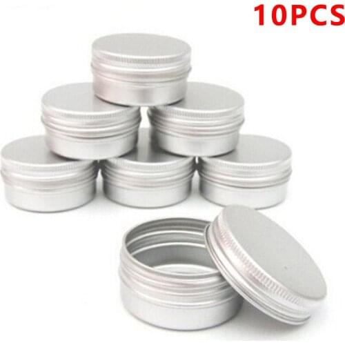 10Pcs Empty Silver Aluminum Tins Cans Screw Top Round Candle Spice Tins Cans with Screw Lid Containers