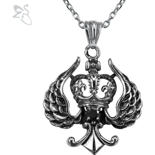 Cool Crown Necklaces&Pendants Mans Vintage Style Silver Color Chocker Cubic Zirconia For Boys Girls Women Colar Accessories