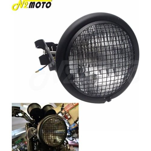 Motorcycle H4 Retro Headlight W / Mesh Grille Bracket For Harley Davidson Cruiser Choppers Bobber Cafe Racer Kawasaki Custom