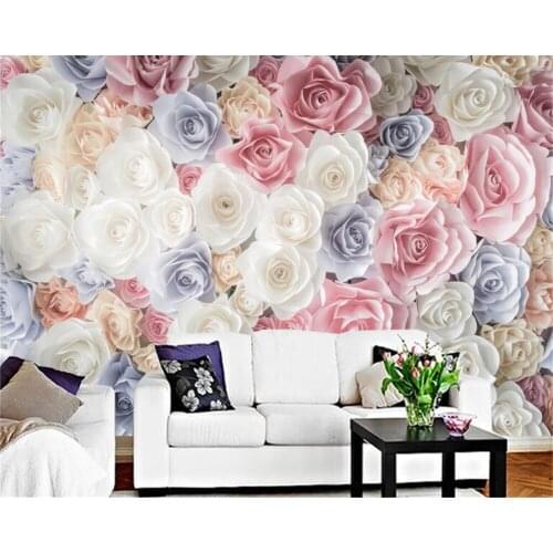 Beibehang HD hand-painted flowers idyllic roses wallpaper home decoration TV back sofa background wall papel de parede 3d