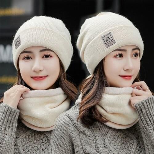 Autumn winter bonnets for women cap chapeau Beanie women hat peaked cap Panama Hat for women Hat scarf two piece set