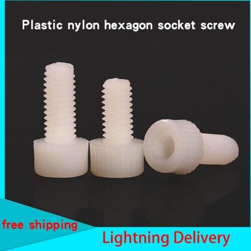 Plastic nylon hexagon socket screw PA66 hexagon socket head bolt cup head screw m3m4m5m6m8 50Pcs