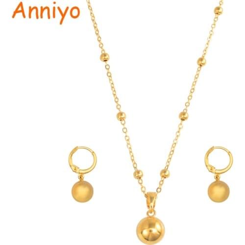 Anniyo SMALL SIZE Micronesia Pohnpei Beads Pendant Balls Necklaces Earrings set Round Ball Chains Marshall Jewelry Gifts #157206