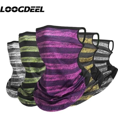 LOOGDEEL Hanging Ear Stripe Bandana Scarf Ice Silk Mesh Fabric Breathable Outdoor Cycling Running Fishing Hiking Mask Headwear