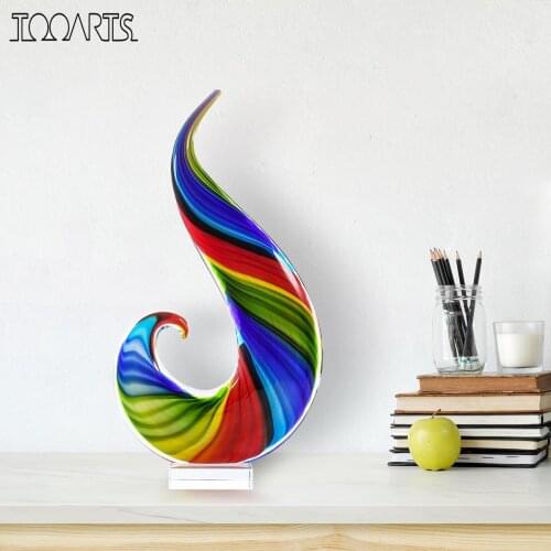 Rainbow Glass Sculpture Hand Blown Glass Art Style Figurine Abstract Glass Sculpture home decoration accessories for living room