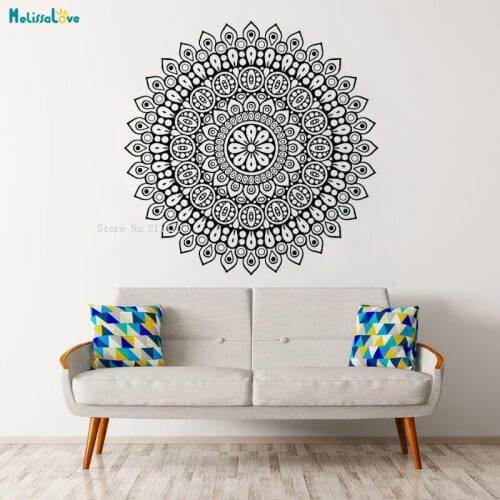 Sunflower Shaped Mandala Wall Sticker Decals Decor for Living Room Self-adhesive Vinyl Meditation Yoga Home Art Murals YT1995