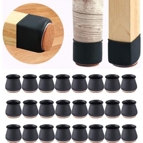 Silicone Chair Leg Protectors with Felt for Hardwood Floors Elastic Leg Cover Pad for Protecting Floors from Scratches and Noise