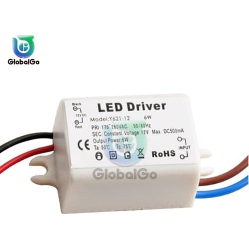 LED Driver AC 110 -260V 500mA 50 -60Hz to DC 12V 6W Light LED Power Supply 12V Light Transformers 12 Volt