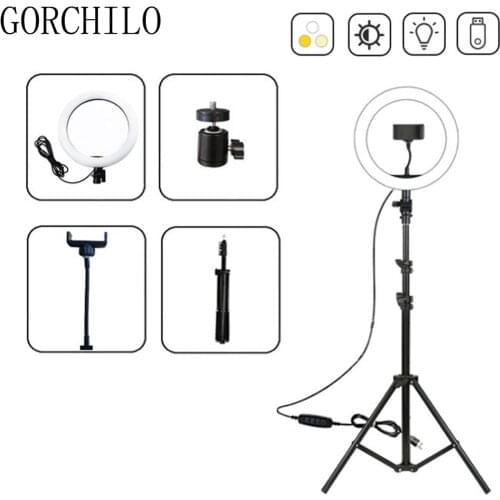 LED Selfie Ring Light Tripod USB Dimmable Selfie Light Ring Lamp Big Photography Ringlight With Stand For Cell Phone Studio