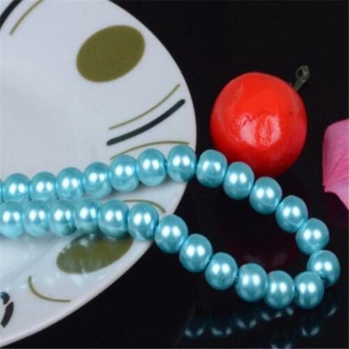 Loose 4mm-10mm Aqua Blue Color Fake Pearl DIY Hand Craft Round Glass Imitation Pearl Bead Clothing&Garment Nail Art Decoration