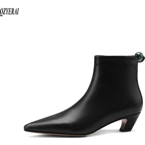 Women boots Ankle boots Genuine leather Chelsea boots Short boots 2020 new autumn winter cowhide Women shoes