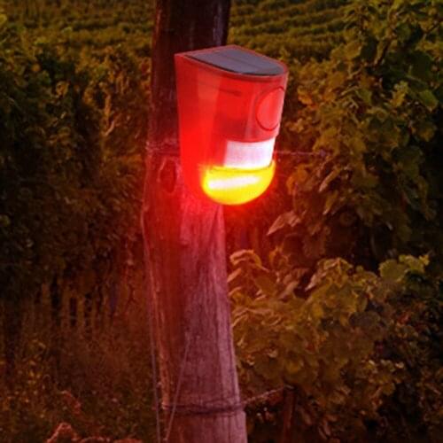 Solar Sound Alert Flash Warning Sound & Light Alarm Motion Sensor 110 Decibels Siren Strobe Security Alarm System for Farm