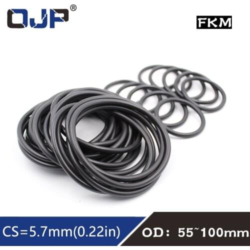 1PC Fluorine rubber Ring FKM Oring Seal CS5.7mm OD55/60/65/70/75/80/85/90/95/100mm ORing Seal Gasket Oil Ring Fuel Sealing Washe