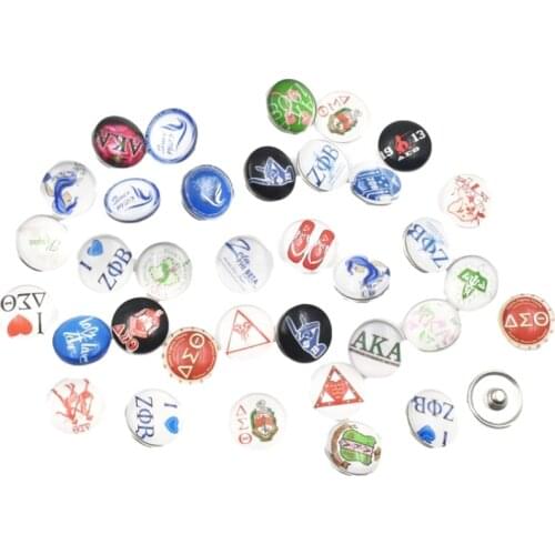 10PCS Glass Delta Sigma Theta Snap Button Jewelry Charm AKA Alpha Cabochons For 18MM Ginger Snap Necklace Bracelet