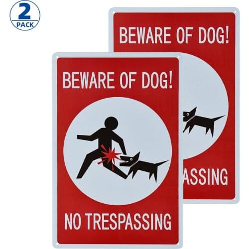 2-Pack No Trespassing Beware of Dog 8” x 12” Vintage Retro Metal Sign