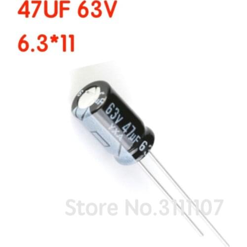 20PCS/LOT 47UF 63V 6.3*11 Aluminum electrolytic capacitor 47uF 63V 6.3*11 Electrolytic Capacitor 63v 47uf
