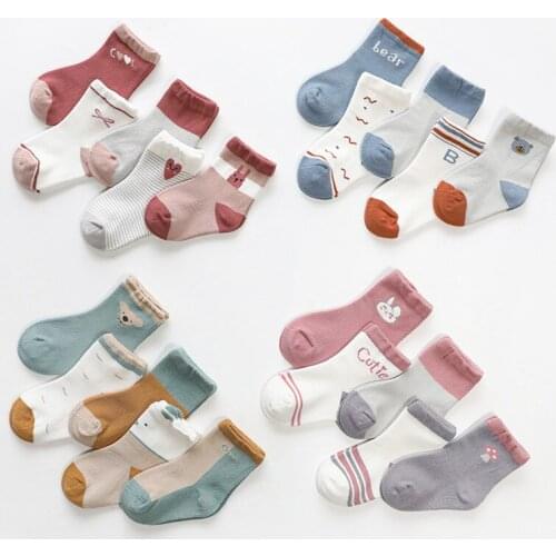 5pairs/lot 0-5years Infant Baby Socks Boys Girls Cotton Cute Newborn Girl Boy Casual short Socks Toddler Clothes Accessories
