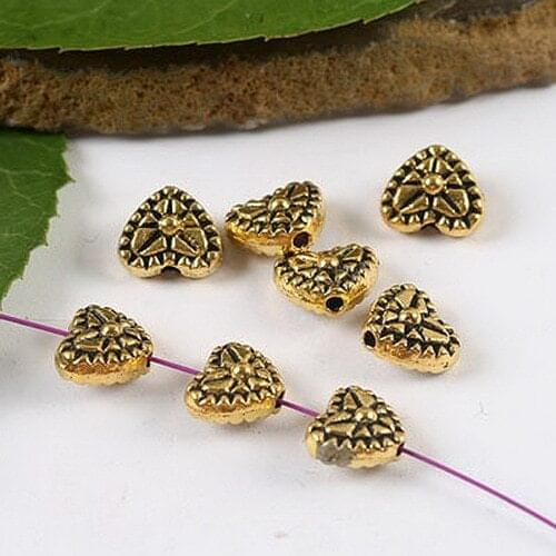 80pcs dark gold-tone heart spacer beads h2025