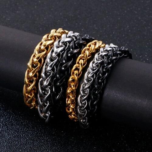 KALEN 8mm 10mm Width Chain Bracelet 16-25cm GoldBlack Link Chain Bracelets for Women Men Fashion Jewelry