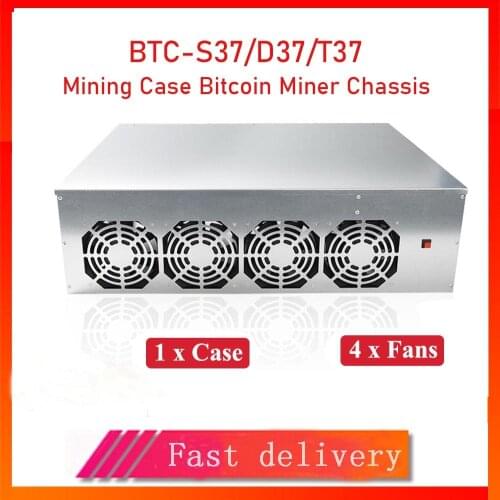 BTC S37 D37 T37 Mining Case Bitcoin Crypto Miner Chassis 8 GPU Low Power Motherboard with 4 Fan 8GB RAM mSATA SSD Ethereum Miner