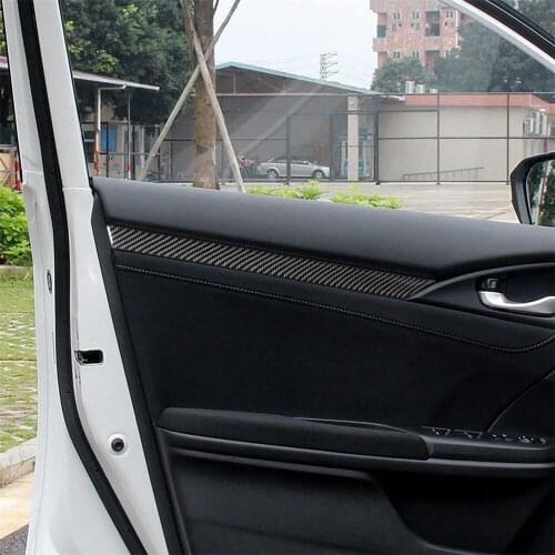 Car Interior Decoration Stickers Door Inner Decal Cover Trim for Honda Civic 2016-2019 Carbon Fiber Stylish Decal Accessories