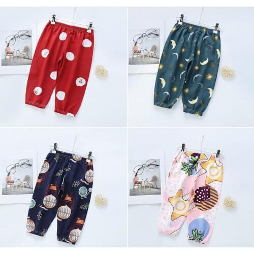 Baby Mosquito Pants Trousers Summer Lantern Pants Cotton Silk Air Conditioning Pants Soft Comfortable Lightweight Breathable