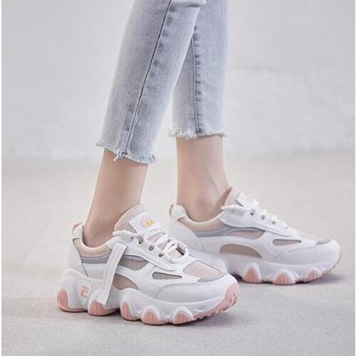 New Hollow Breathable Sneakers Women Casual Shoes PU Leather Non-slip Running Shoes Fashion Flower Embroidery Fitness Shoes