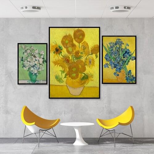 Vincent Van Gogh Paintings Van Gogh Flower Paintings Sunflowers Roses Irises Kitchen Wall Art Kitchen Decor