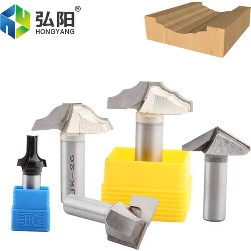 1/2 Handle 2 Groove Pattern Carving End Mill Woodworking Door Frame End Milling Cutter Alloy Cabinet Door Tenon Cutter Bit