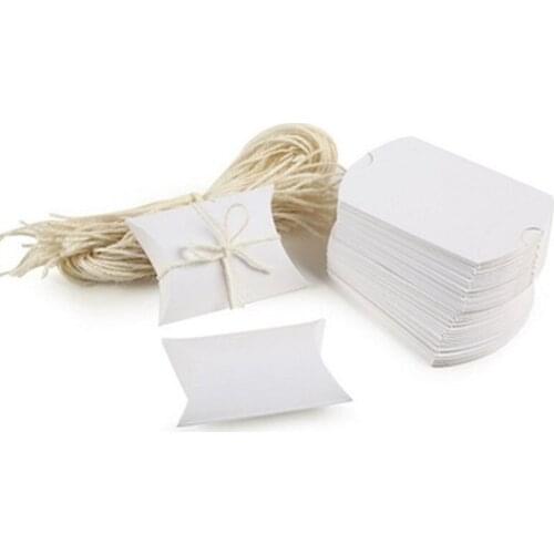 Sale 10/20pcs Kraft Paper Box Pillow Shape Candy Box Wedding Favor Gift Boxes For Home Baby Shower Kids Birthday Party Supplies