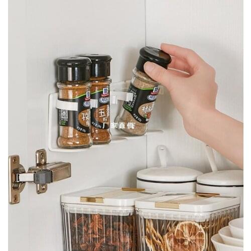 Kitchen Accessories Gadget Pepper and Pepper Jars for Spices Shelves Organizer Wall-mounted Storage Cabinet Condiment Rack