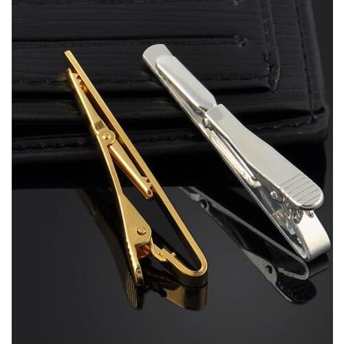 New Men Metal Silver Gold Simple Necktie Tie Bar Clasp Clip Clamp Pin Men Stainless Steel For Business Necktie Tie Clasps