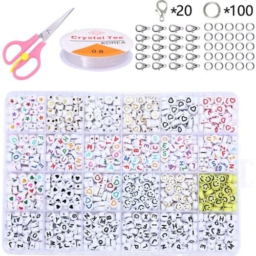 24 Grids Smile Acrylic Letter Beads Kit For Jewelry Making DIY Bracelet Necklace Beads Children Puzzle Beads Set for Kids