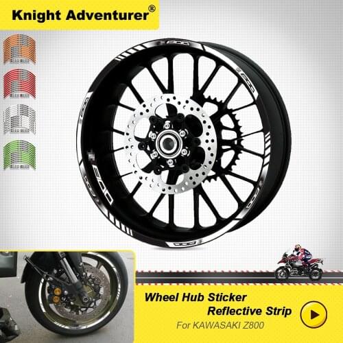 For ALL kawasaki Z800 Z 800 z 800 12Pcs Motorcycle Front and Rear wheel decals Reflective sticker rim stripes tire stickers