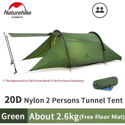 Naturehike Cloud Tunnel Tent 2.6kg UltraLight 2 Person 20D Silicone Outdoor Large Space Hiking Camping Tent With Double Lobby