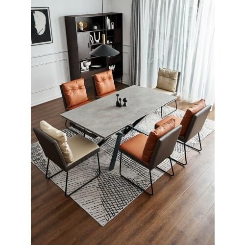 Nordic Style Leather Dining Table Chair Single Make-up Stool Household Armchair Light Luxury High-end Dining Table And Chair Set