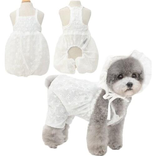 Newest Fashion Dog Overalls Summer White Pumpkin Jumpsuit Sling Vest 4 Leg Pajamas For Small Dogs Puppy Cat Jumpsuit PJS Costume