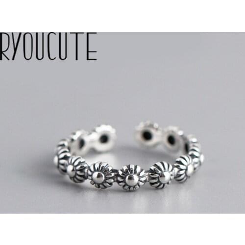 New Trendy Personality Punk Flowers Rings For Women Lady Resizable Size Rings Party Jewelry Charm Gifts 2021