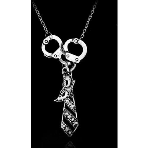 CHARM NECKLACE Inspired by 50 Shades of Grey Christian Gray SOG Trilogy Handcuffs Masquerade Mask Tie