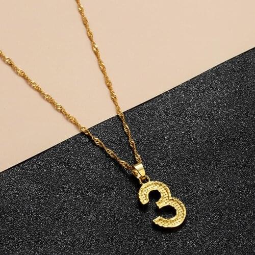 QIAMNI Arabic Numerals Number 3 Pendant Necklace Years Old Digital 0 1 2 3 4 5 6 7 8 9 Chokers Xmas Gift Women/Mens Jewelry