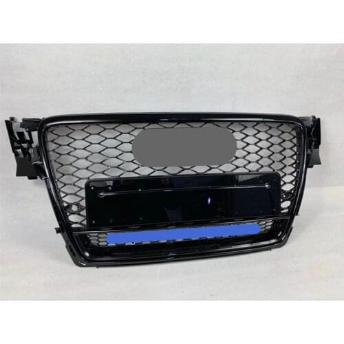 Front Sport Hex Mesh Honeycomb Hood Grill Gloss Black for Audi A4/S4 B8 2009 2010 2011 2012 For RS4 Style For quattro style