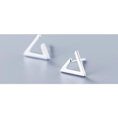 MloveAcc Popular Simple Geometric Design Triangle Shape Personality Stud Earrings Jewelry 925 Silver Trend Lady Birthday Sale
