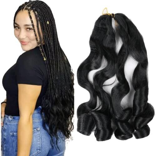 Pre Stretched Loose Wavy Braiding Hair Bouncy Braiding Hair Synthetic Hair Extensions French Curls For Different Styles 1B