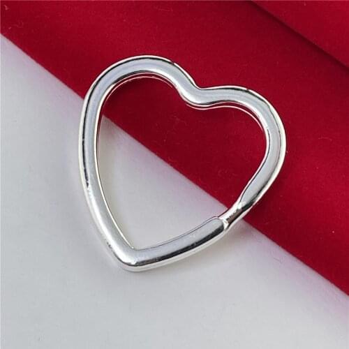 925 Silver Keychain Heart-Shaped Simple Keychain Fashion Jewelry Gift