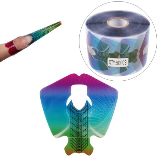 500Pcs/Set Transparent Iridescent Nail Form Sticker UV Gel Nail Art Tip Extension Guide Tools for Salon Nails Form