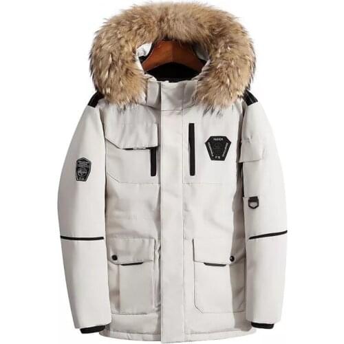 Down Jackets Men Winter Jacket Men Fashion Thick Warm Parkas Fur White Duck Down Coats Casual Man Waterproof Down Jacket